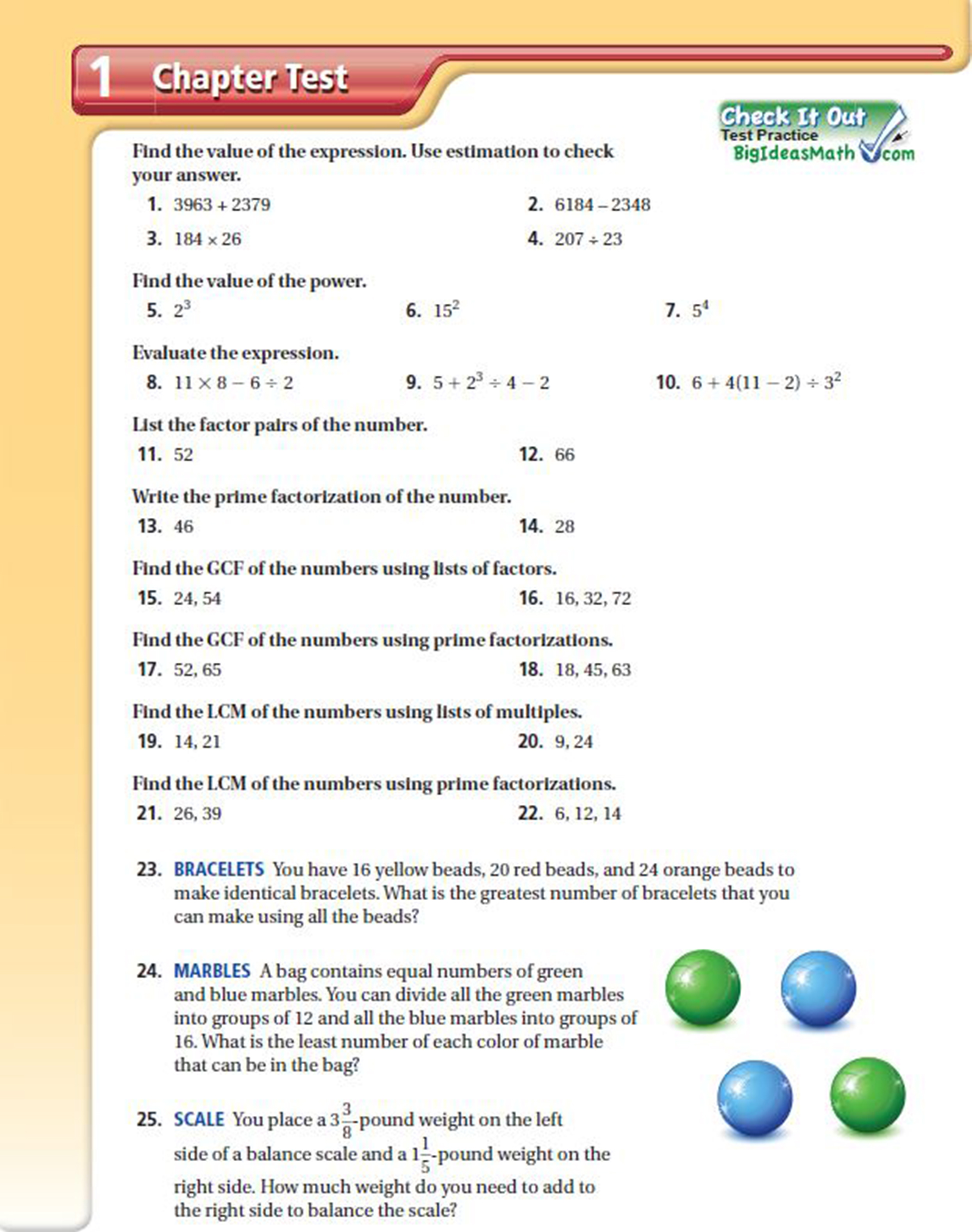 big ideas math 6th grade chapter 1 test Overall Length Logbook